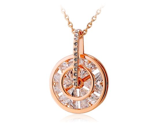 Rigant 18K RGP Alloy Rodada Branco Cristal Pingente (Gold)