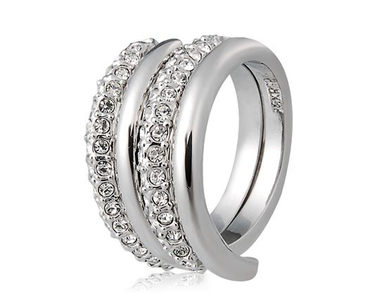 18K RGP Cristal Accent Interlacing espiral Anel Sz 9 (Ouro B