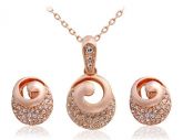 Rigant 18K RGP Liga Cristal Decoração colar e brinco Set (Go