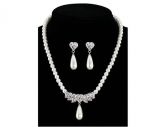 RED APPLE 18K Liga Pérola Colar com Brincos Set (Branco)