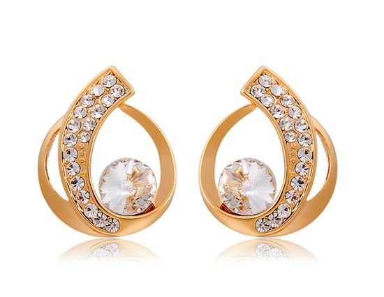 BLQYY 18K RGP liga cristal decoração clássica Brincos (Gold)
