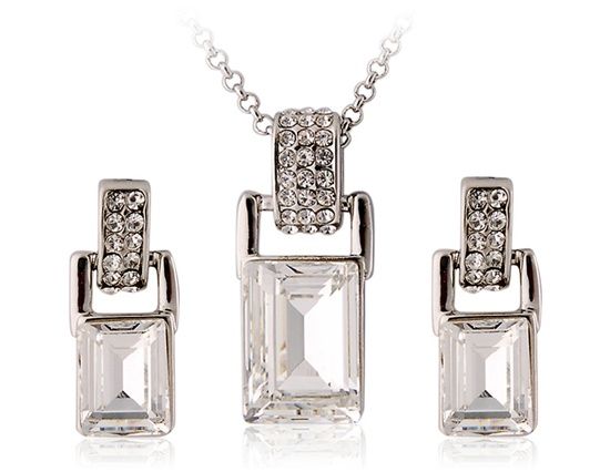 White Crystal Decorado Design quadrado da liga (Ouro Branco)