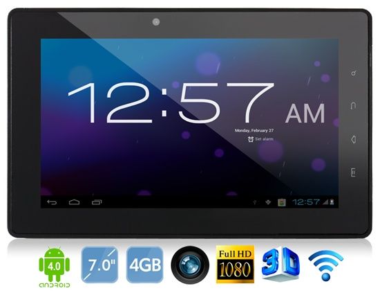 OEM A7 7 "Android 4.0.3 TCC8923 1.0GHz 4GB Tablet PC com Wi-