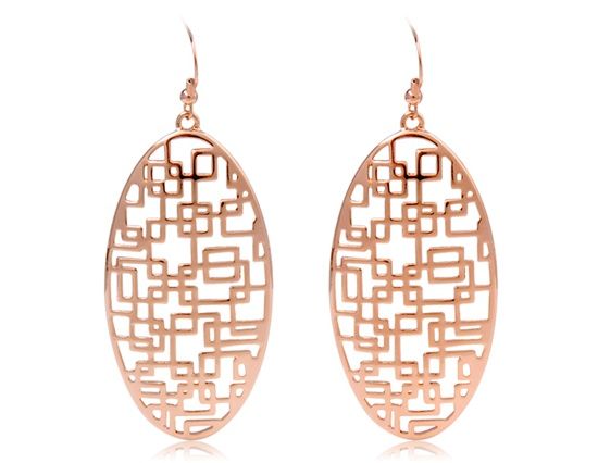 Viennois banhado a ouro 18K Liga Stencil Brincos Folha (Rose
