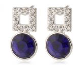 Redondo roxo cristal decoração brincos quadrados(Ouro Branco
