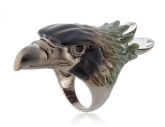 Liga Chapada 18K Decorado Águia Design Anel 9 # (Ouro Branco