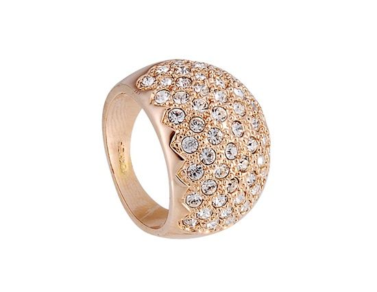 RED APPLE Exquisite Crystal Ring decorativa 4 ½ # (Ouro)