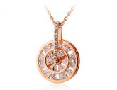 Rigant 18K RGP Alloy Rodada Branco Cristal Pingente (Gold)