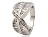 18K RGP Alloy Anel elegante com cristais Sz 9 (Ouro Branco)