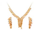 (Focal Price)Alloy elegante colar e brinco Set 18k (Ouro)