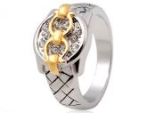 18K RGP anel da liga com cristais Sz 9 (Ouro Branco)