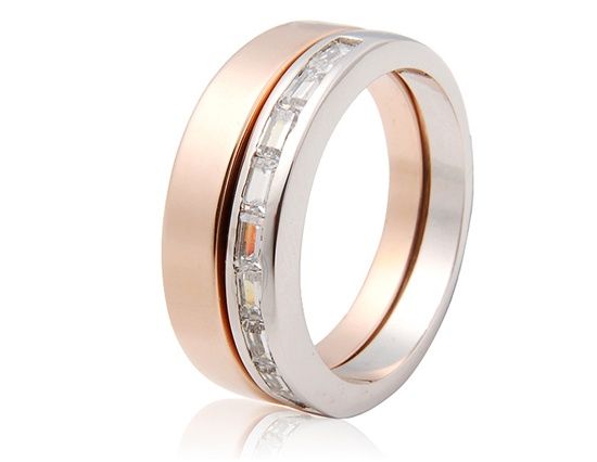 Banhados a ouro 18k Alloy Zirconia cúbico acentuou o Anel Du