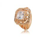 Rigant 18K RGP Alloy Geométrico Cristal Decoração Anel Sz 9