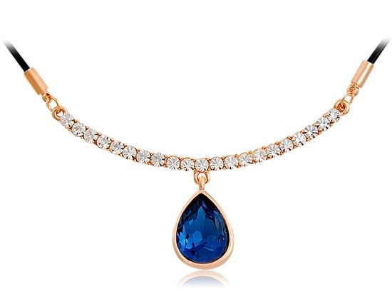18K RGP liga Chapada White & Blue Rhinestone decoração elega