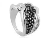 18K RGP Liga Cristal Anel Sz 9 (Ouro Branco)