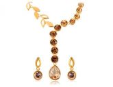 Banhados a ouro 18k Alloy Stencil Folha colar e brinco Set (