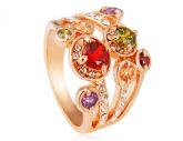 Rigant 18K RGP Alloy Elegante Anel Sz 9 (dourado)