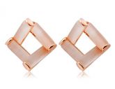Viennois banhado a ouro 18K Alloy Praça Opal Brincos (Rose G