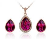 Rigant 18K RGP Alloy Tapered Crystal Necklace & Earring Set