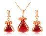(Focal Price)18K RGP Alloy Triângulo Red Crystal Pendant Nec