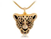 18K RGP Colar liga Chapada branco decorado com pingente Leop