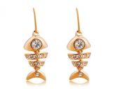 Rigant 18K RGP Liga Cristal Decoração Fish Bone Brincos