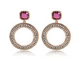 Banhados a ouro 18k Alloy White & Purple Crystal Hoop Earrin