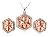 Decorado Prismatic Necklace & Earrings Set (Ouro branco) FP