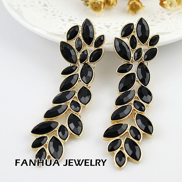 Elegante Liga da Folha Forma Fahion strass Brincos 2013