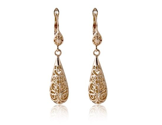 Italina Escavado Tear Drop Shaped Eardrops RGP (ouro)