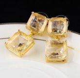 Jóias de luxo cristal Geométricas cubo Brincos de Ouro