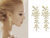 flor de ouro cheio de cristal brincos de strass ultra-longo