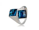 Rigant 18K RGP Liga Cristal Anel Sz 9 (azul)