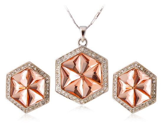 Decorado Prismatic Necklace & Earrings Set (Ouro branco) FP
