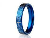 Vacuum chapeado Titanium Aço Bíblia tamanho do anel 8 (azul)