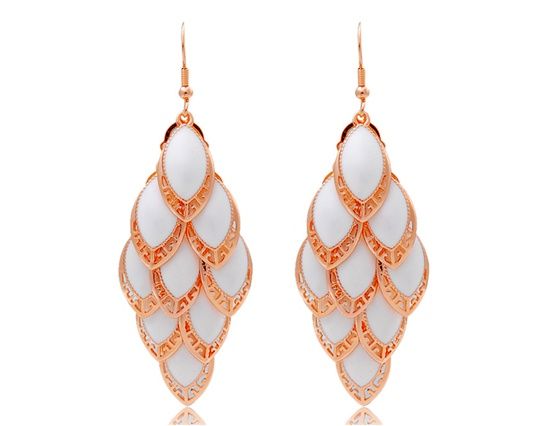 Viennois Ouro 18K liga Chapada deixa brincos (Branco)