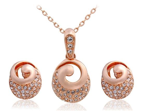 Rigant 18K RGP Liga Cristal Decoração colar e brinco Set (Go