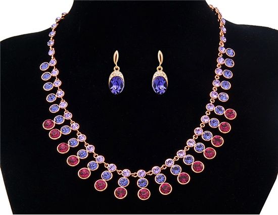 (Focal Price)Rigant 18K RGP roxo de cristal decorados colar